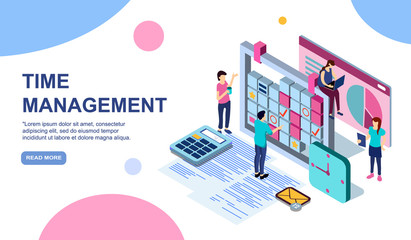 Schedule management vector illustration concept, group of young people make a plan can use for, landing page, template, ui, web, mobile app, poster, banner, flyer EPS