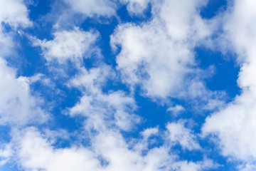 Texture of the blue sky with white fluffy clouds, modern background, wallpaper, banner design