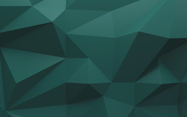 Abstract background with triangular polygons in green color, 3d render