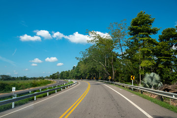 curve of a Colombian road in a tropical climate zone