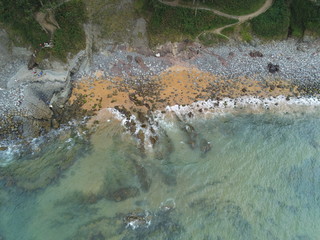 Beautiful beach in Lastres. Asturias. Colunga, Spain. Aerial Drone Photo