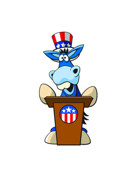 Blue donkey Democrat character 