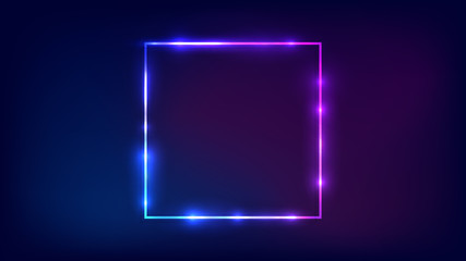 Neon square frame with shining effects 