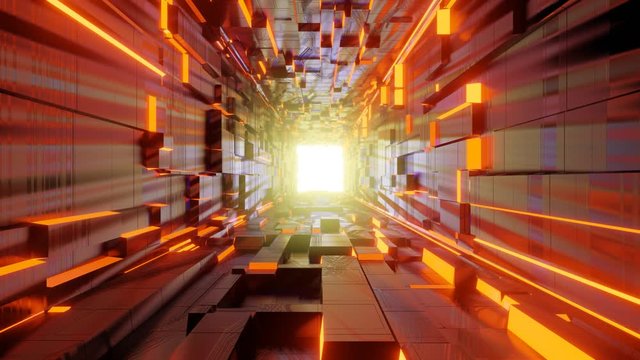 Illuminated colorful  light tunnel