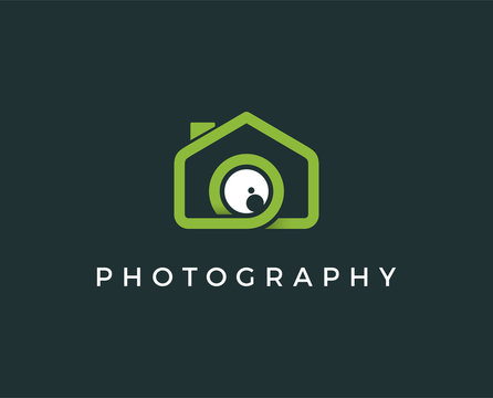 minimal photo home logo template - vector illustration