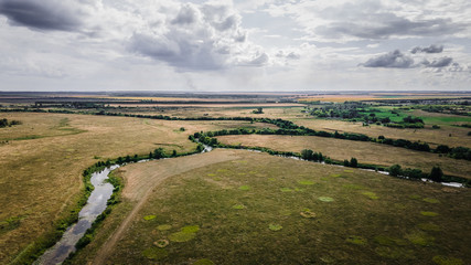 Fototapeta na wymiar landscapes of wild nature in rural areas of the Russian Federation.aerial survey