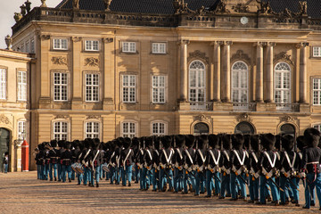 Naklejka premium The Royal Life Guards parade in Copenhagen (DK)