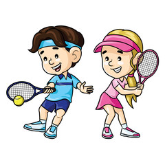 Tennis Player Kids Cartoon