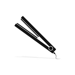 Hair straightener icon in black on a white background.