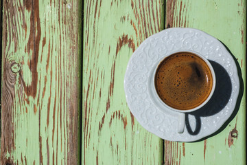 coffee cup on wooden background