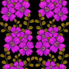 Creative seamless pattern with flowers in ethnic style. Floral decoration. Traditional paisley pattern. Textile design texture.Tribal ethnic vintage seamless pattern. Asian art.