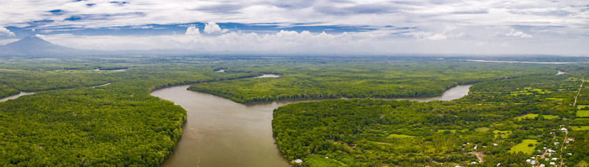 Fototapeta na wymiar Aerial view from Jaltepeque estuaries of El Salvador.