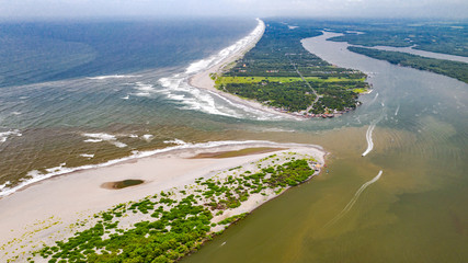 Aerial view of the zone with the name of 