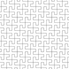 Seamless Sayagata pattern. Repeated interlocking manji background. Oriental symbols ornament. Traditional architecture wallpaper. Ancient ethnic mosaic motif. Digital paper, textile print. Vector art.