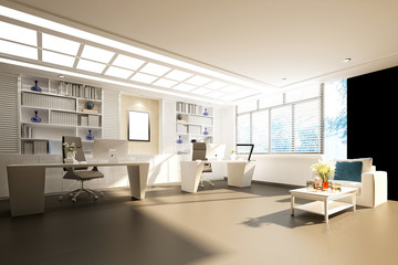 3D RENDER MODERN WORKING OFFICE