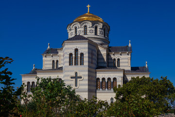 Fototapeta na wymiar Vladimirsky Cathedral on the territory of the National Reserve 