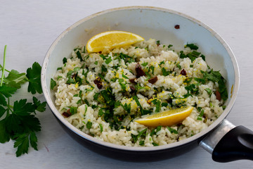 Rice, Olive Parsley Salad with Lemon