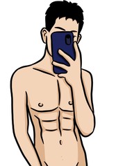 Fototapeta premium cartoon cute man on white background