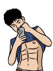 cartoon cute man on white background