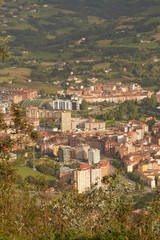 Fototapeta na wymiar Buildings in OvIedo. Historical city of Asturias,Spain. Aerial Drone Photo
