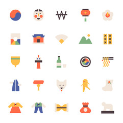 Korean traditional icons. flat design style minimal vector illustration.