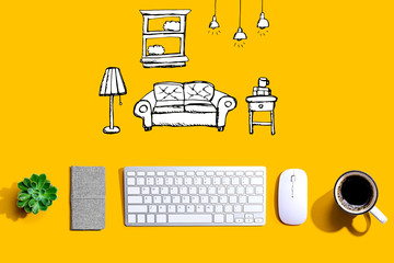 New apartment dream with a computer keyboard and a mouse