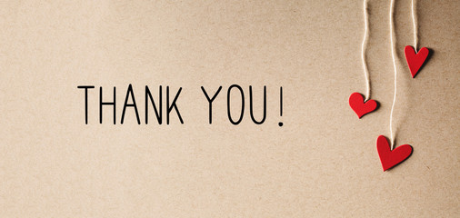Thank You message with handmade small paper hearts