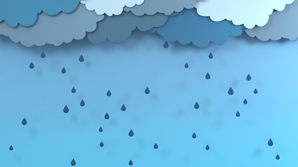 Autumn background layout decorate with clouds, rain and trees for shopping or promo poster and frame leaflet or web banner with copy space. 3d render