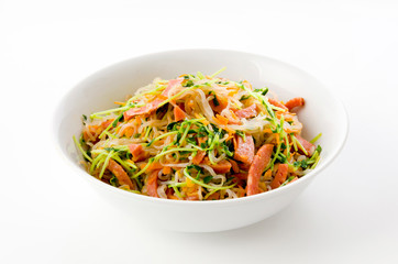 ピリ辛ソーセージと糸蒟蒻の炒め物