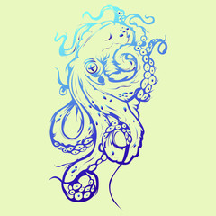 vector octopus illustrations, t-shirt designs and tattoos © MoQu.