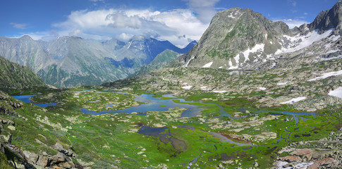 Amazing mountain valley, idyllic summer landscape, Altai