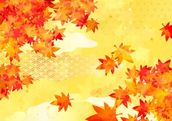 Fotobehang 秋の紅葉の背景素材  © ヨーグル