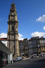 Naklejka na ściany i meble The iconic Clerigos Tower, one of the landmarks and symbols of the city of Porto, Portugal. Unesco World Heritage Site