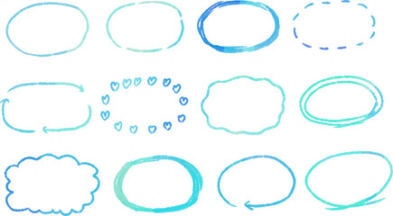 Horizontal circle with a cold watercolor texture set