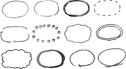 Horizontal circle with Monochrome watercolor texture set