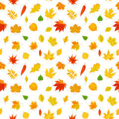 Seamless pattern with autumn leaves. Vector illustration.