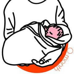 0month-大事に抱っこされている赤ちゃんのイラスト