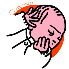 0month-目を閉じて寝ている新生児のイラスト