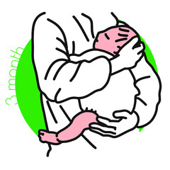 3month-抱っこされて寝ている乳幼児のイラスト