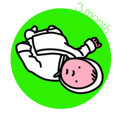 3month-仰向けに寝転がってこっちをみている赤ちゃんのイラスト