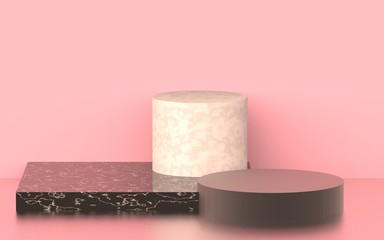 3d marble podium minimal pastel studio background. Abstract 3d geometric shape object illustration render.