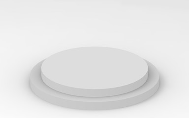 3d gray white cylinder podium minimal studio background. Abstract 3d geometric shape object illustration render.