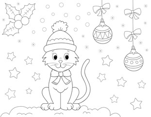 christmas cat coloring page