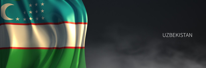 Uzbekistan Flag with Dark Background.
3d Rendering of Central Asian countries Flag.
