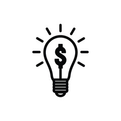 Money light bulb icon isolated on white