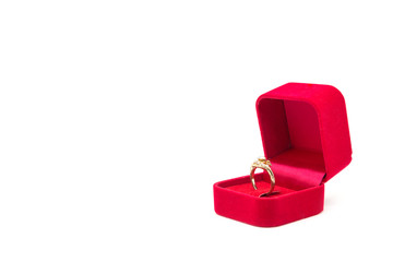 Wedding ring in red velvet box