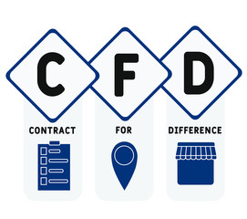 CFD  - contract for difference. business concept. word lettering typography design illustration with line icons and ornaments.  Internet web site promotion concept vector