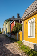 Fototapeta na wymiar Rural colorful houses in Porvoo, Finland