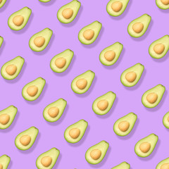 Seamless pattern with green avocado. Abstract background