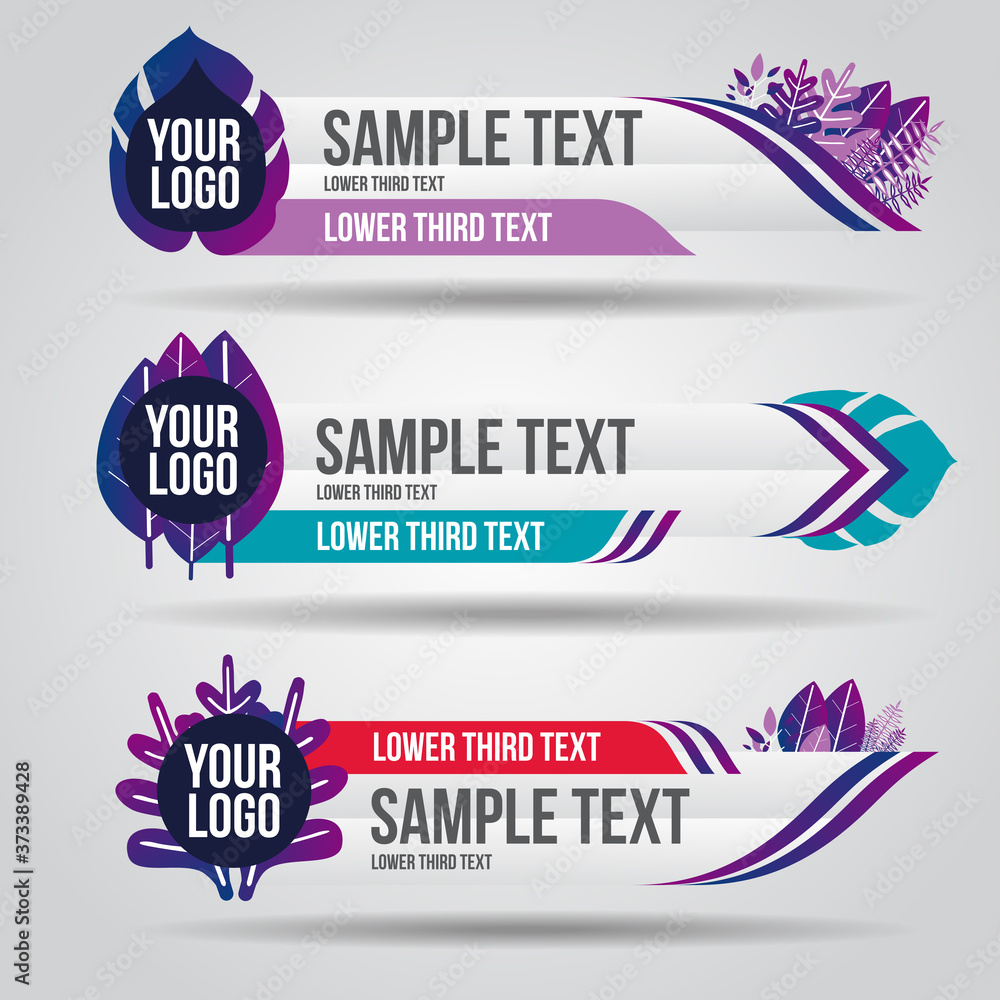 Poster lower third white and colorful design tv template modern contemporary. set of banners bar screen bro